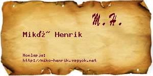Mikó Henrik névjegykártya